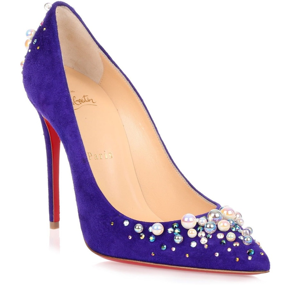 CHRISTIAN LOUBOUTIN Candidate 100 purple suede embellished pump